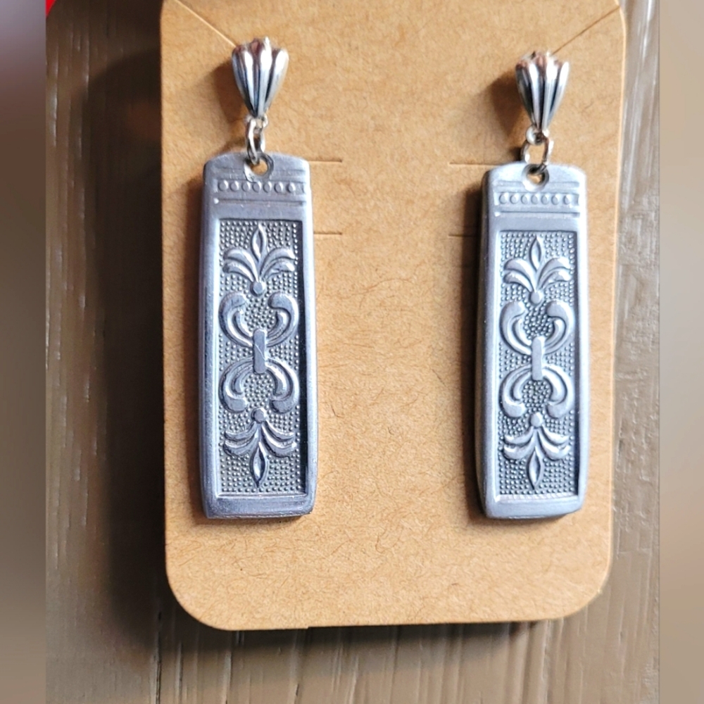 Spoon Earrings Post Stud Stainless Steel Silver